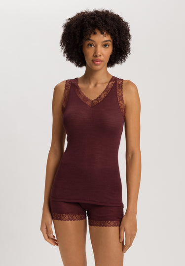 Woolen Lace Lace Trim Wool And Silk Tank Top | Vivid Brown 70828-2421
